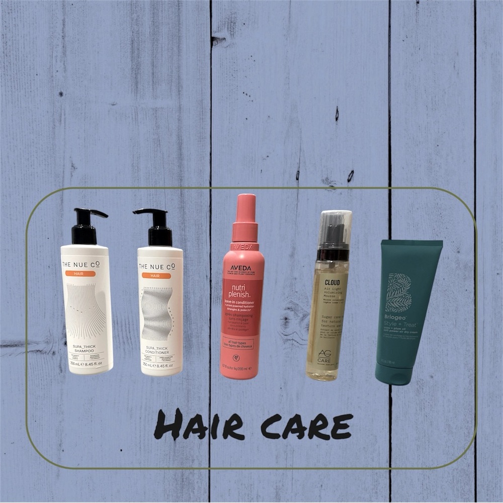 Hair Care Set (NEW) including The Nue Co, Aveda, AG Care, and Briogeo.